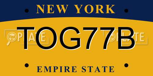 TOG77B New York License Plate