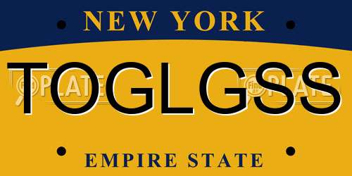 TOGLGSS New York License Plate