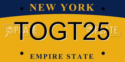 TOGT25 New York License Plate