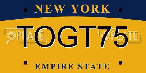 TOGT75 New York License Plate