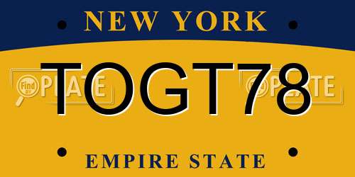 TOGT78 New York License Plate