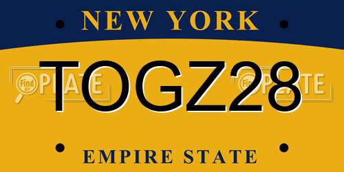 TOGZ28 New York License Plate