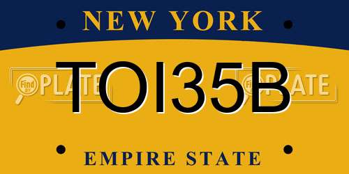TOI35B New York License Plate
