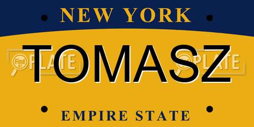 TOMASZ New York License Plate