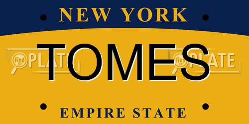 TOMES New York License Plate