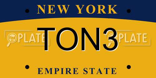 TON3 New York License Plate