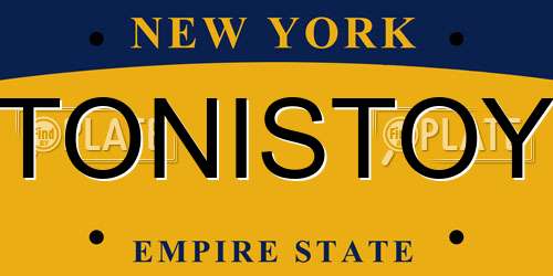 TONISTOY New York License Plate