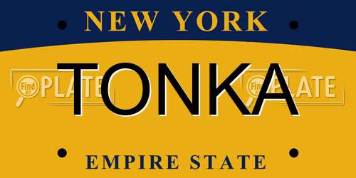 TONKA New York License Plate