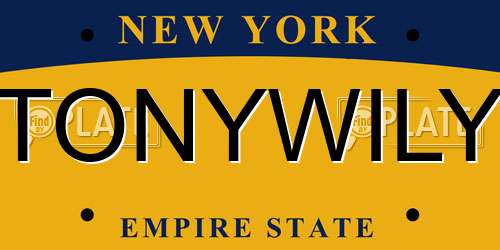 TONYWILY New York License Plate