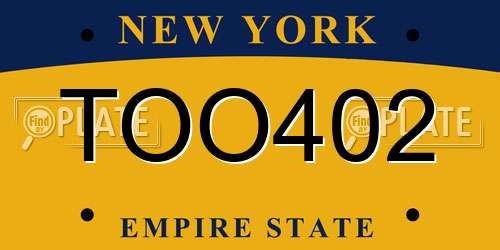 TOO402 New York License Plate