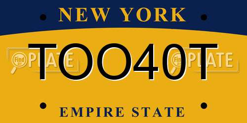 TOO40T New York License Plate
