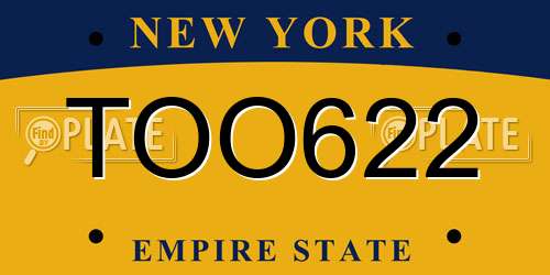 TOO622 New York License Plate
