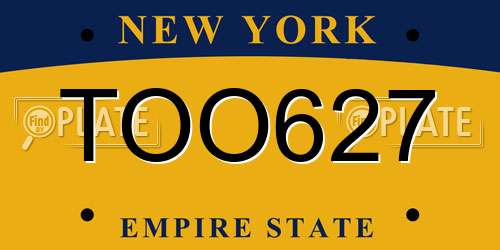 TOO627 New York License Plate