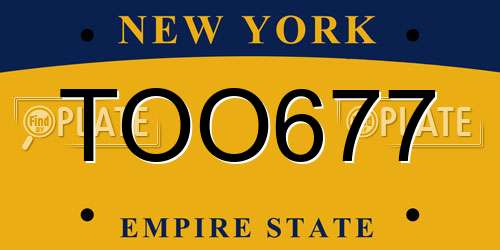 TOO677 New York License Plate