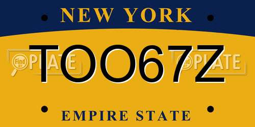 TOO67Z New York License Plate