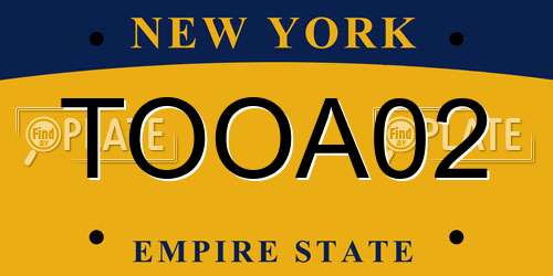 TOOA02 New York License Plate