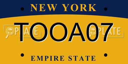 TOOA07 New York License Plate