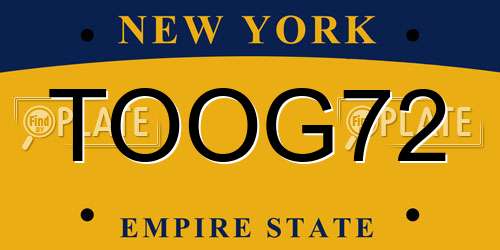 TOOG72 New York License Plate