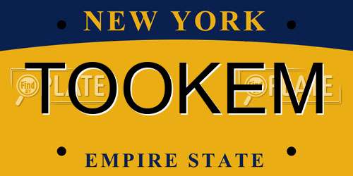 TOOKEM New York License Plate