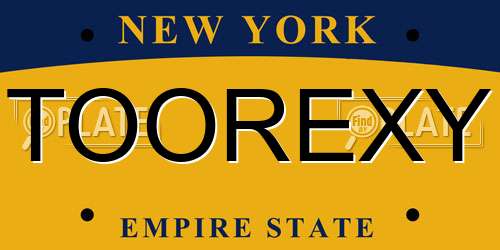TOOREXY New York License Plate