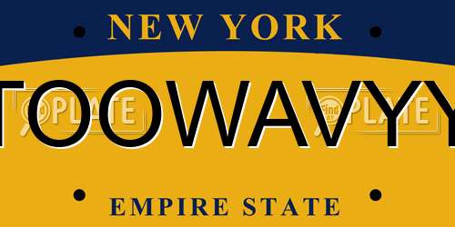 TOOWAVYY New York License Plate