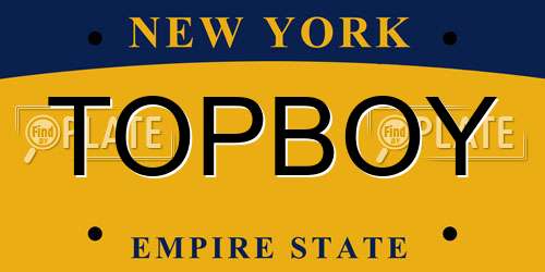 TOPBOY New York License Plate
