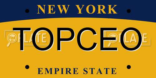 TOPCEO New York License Plate