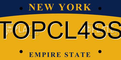 TOPCL4SS New York License Plate