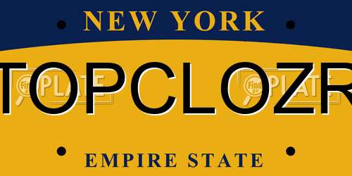 TOPCLOZR New York License Plate