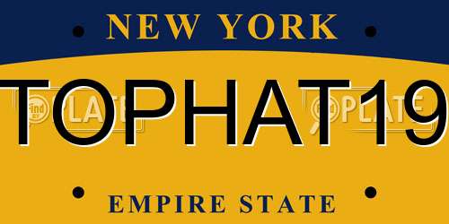 TOPHAT19 New York License Plate