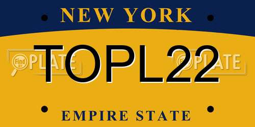 TOPL22 New York License Plate