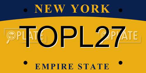 TOPL27 New York License Plate