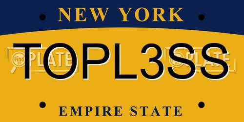 TOPL3SS New York License Plate