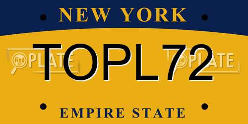 TOPL72 New York License Plate