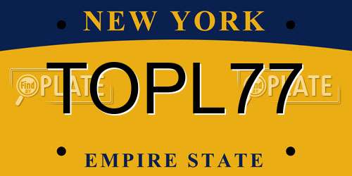 TOPL77 New York License Plate