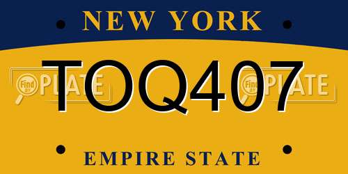 TOQ407 New York License Plate