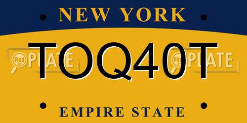TOQ40T New York License Plate