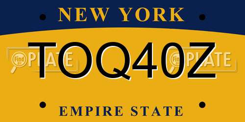 TOQ40Z New York License Plate