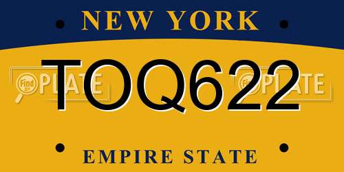 TOQ622 New York License Plate
