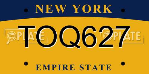 TOQ627 New York License Plate
