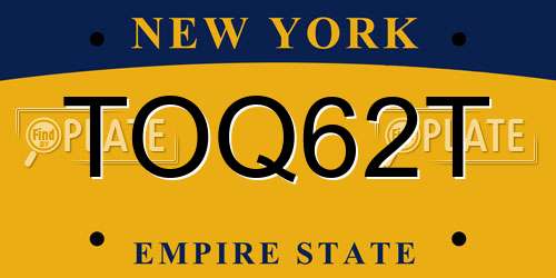 TOQ62T New York License Plate