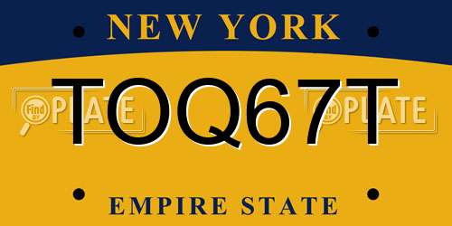 TOQ67T New York License Plate