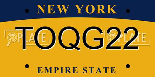 TOQG22 New York License Plate