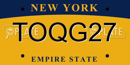 TOQG27 New York License Plate