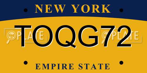 TOQG72 New York License Plate