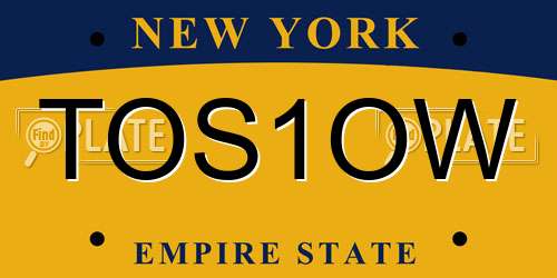 TOS1OW New York License Plate