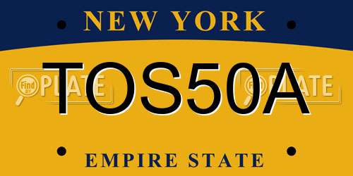 TOS50A New York License Plate