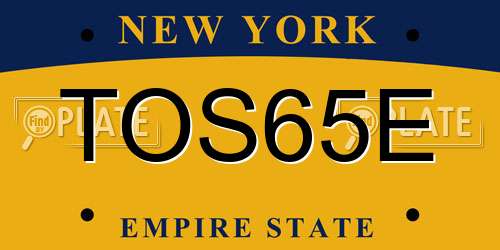 TOS65E New York License Plate