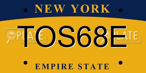 TOS68E New York License Plate