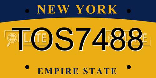 TOS7488 New York License Plate